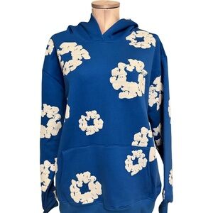 Cozy Blue Floral Hoodie